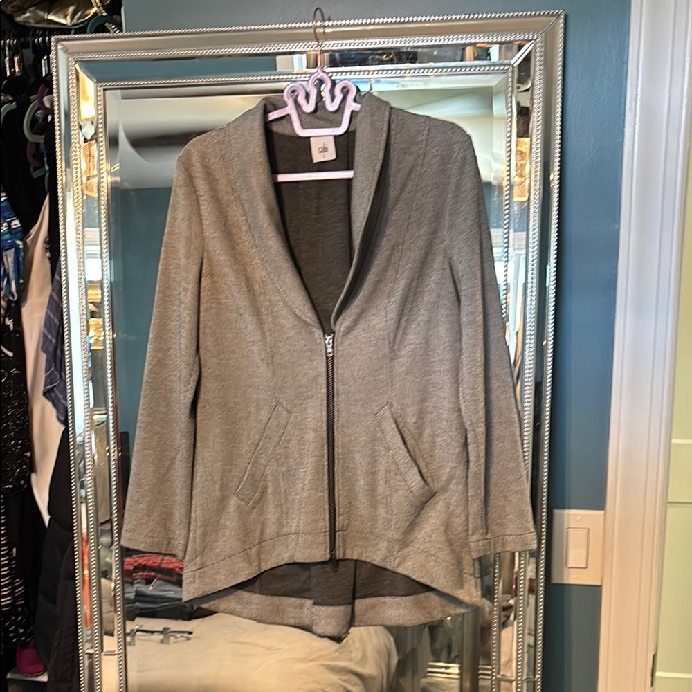 Cabi Gray Zip-Up Jacket, zipper on back